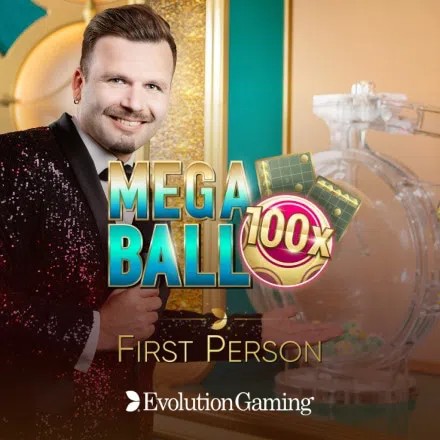 First Person Mega Ball casino game by Evolution – featured logo at rewards-casino