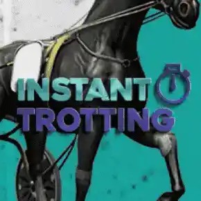 Instant Virtual Trotting slot visual from Leap Gaming available on casinorewards-canada.com